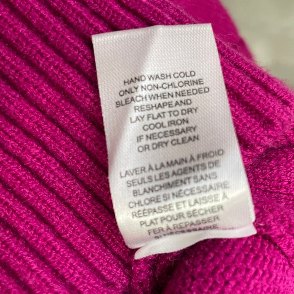 Tahari Sweater Size Large Cable Knit Fuchsia Pink Raglan Sleeve Fisherman Chic - Picture 8 of 10